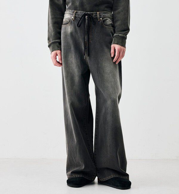 Edition「ブラックデニム ドローコードパンツ」|デニム|