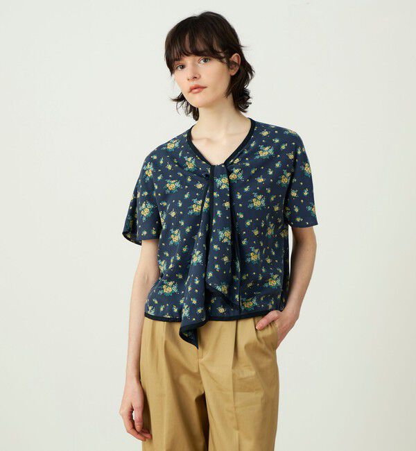 SOULEIADO「レーヨンプリント フロントノットブラウス」|シャツ・ブラウス|