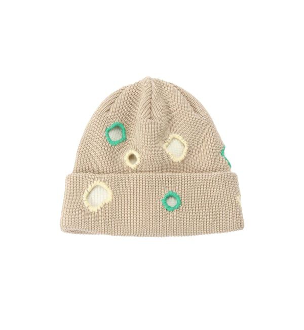 JOINT WORKS「Indietro Association / インディエトロ・アソシエーション Color Hole Knit Cap」|ニット帽|ベージュ