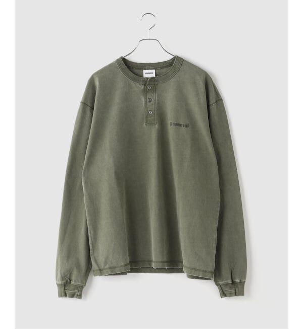 JOINT WORKS「NOMANUAL/ノーマニュアル DAMAGED HENLEY NECK SHIRT」|Tシャツ・カットソー|カーキ