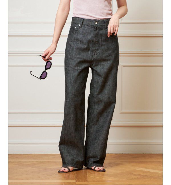 IENA LA BOUCLE「IENA LA BOUCLE ストレートカラーデニムパンツ」|デニム|ブラック