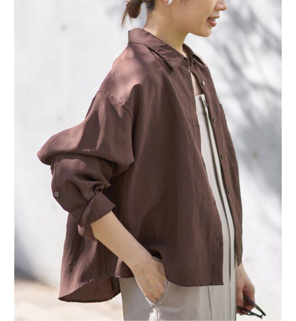 IENA「フィブリルポプリンショートシャツ」|シャツ・ブラウス|ブラウン