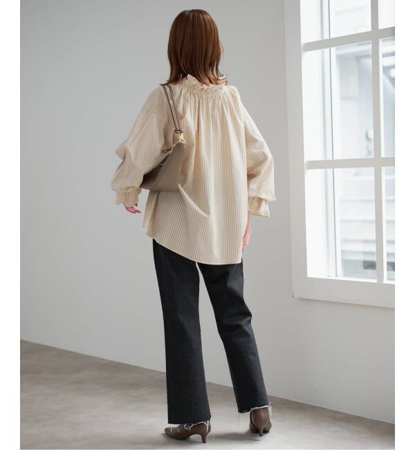 SLOBE IENA「《一部WEB・店舗限定カラーあり》タイプライターフリルカラーブラウス」|シャツ・ブラウス|