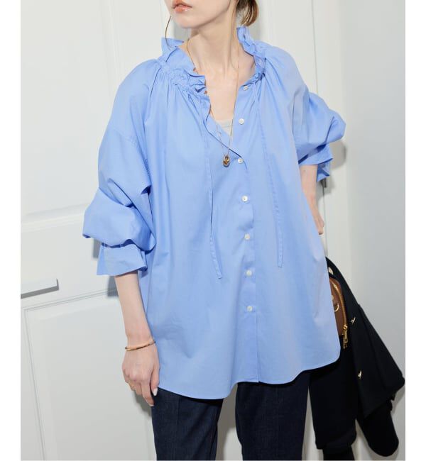 SLOBE IENA「《一部WEB・店舗限定カラーあり》タイプライターフリルカラーブラウス」|シャツ・ブラウス|