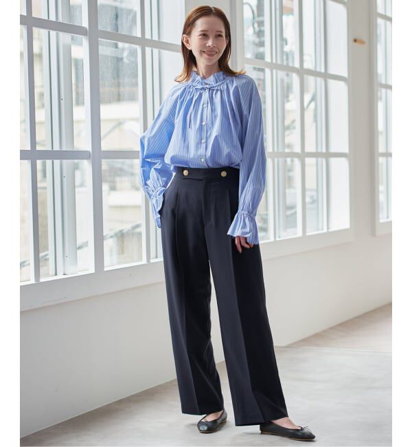 SLOBE IENA「《一部WEB・店舗限定カラーあり》タイプライターフリルカラーブラウス」|シャツ・ブラウス|