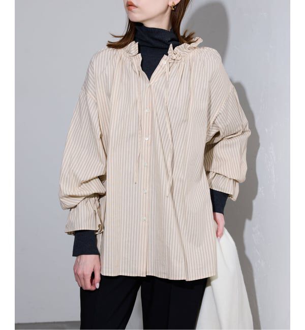 SLOBE IENA「《一部WEB・店舗限定カラーあり》タイプライターフリルカラーブラウス」|シャツ・ブラウス|