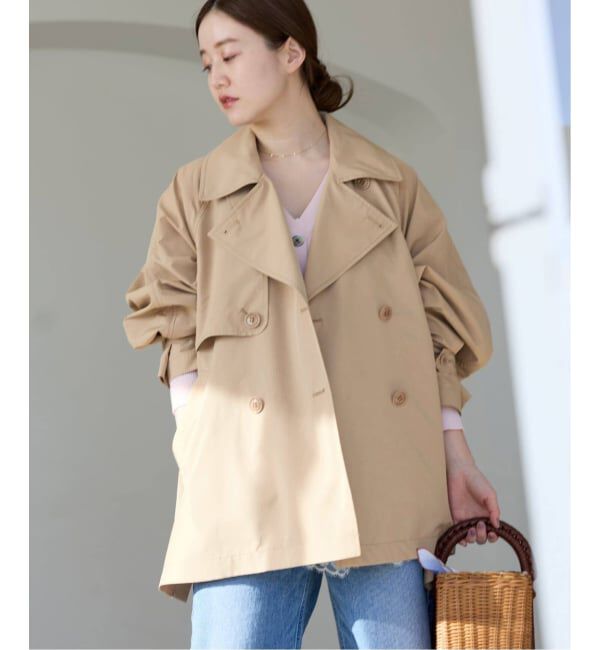 IENA「《新色あり/追加4/洗濯機洗い可》ポプリンオーバーショートコート」|その他|ベージュ B