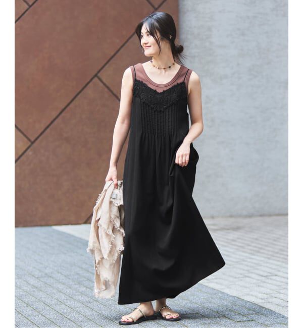 IENA「《WEB限定/追加》レースキャミソールワンピース」|ワンピース|