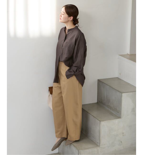 IENA「《一部カラーWEB限定》ラミーリヨセルバンドカラーシャツ」|シャツ・ブラウス|