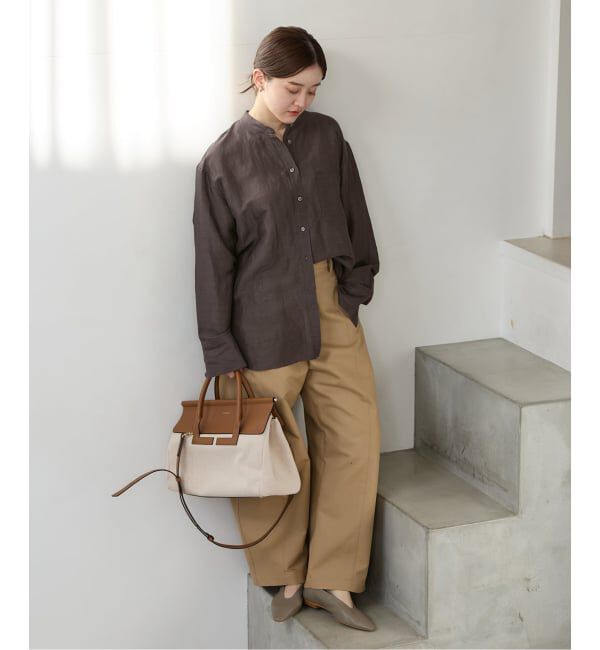 IENA「《一部カラーWEB限定》ラミーリヨセルバンドカラーシャツ」|シャツ・ブラウス|