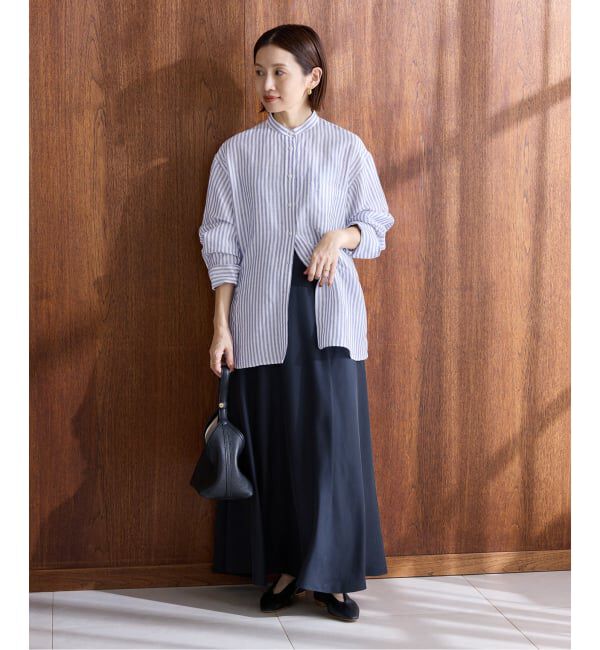 IENA「《一部カラーWEB限定》ラミーリヨセルバンドカラーシャツ」|シャツ・ブラウス|