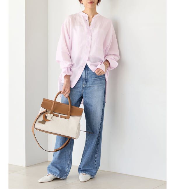 IENA「《一部カラーWEB限定》ラミーリヨセルバンドカラーシャツ」|シャツ・ブラウス|