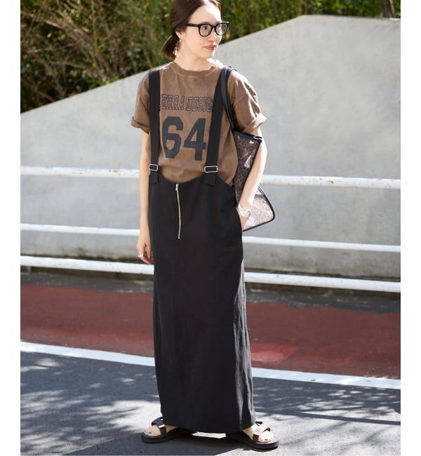 SLOBE IENA「《WEB限定》アイラインフロントジップジャンパースカート」|ワンピース|ブラック