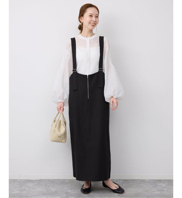 SLOBE IENA「《WEB限定》アイラインフロントジップジャンパースカート」|ワンピース|