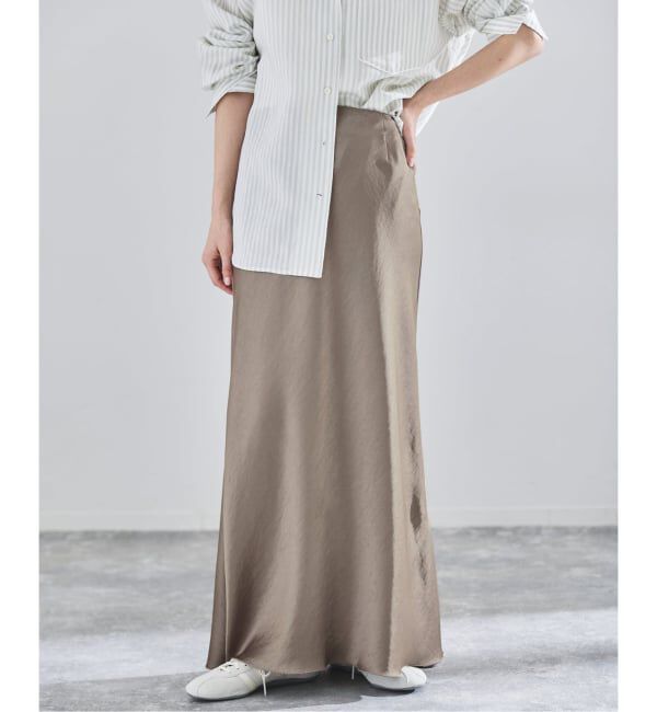IENA「《追加17》ダブルサテンスカート」|スカート|グレーB
