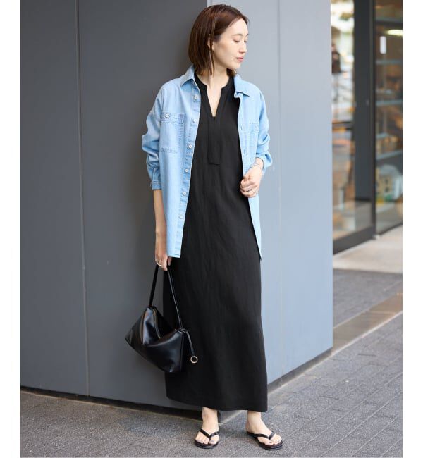 SLOBE IENA「《予約》リネン混キーネックコクーンワンピース」|ワンピース|