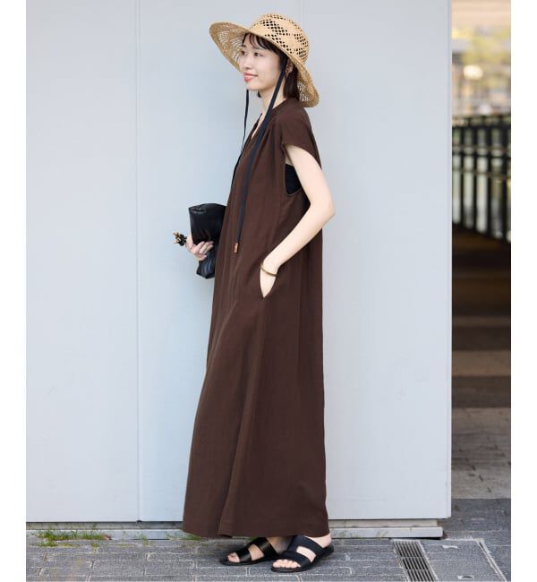 SLOBE IENA「《予約》リネン混キーネックコクーンワンピース」|ワンピース|