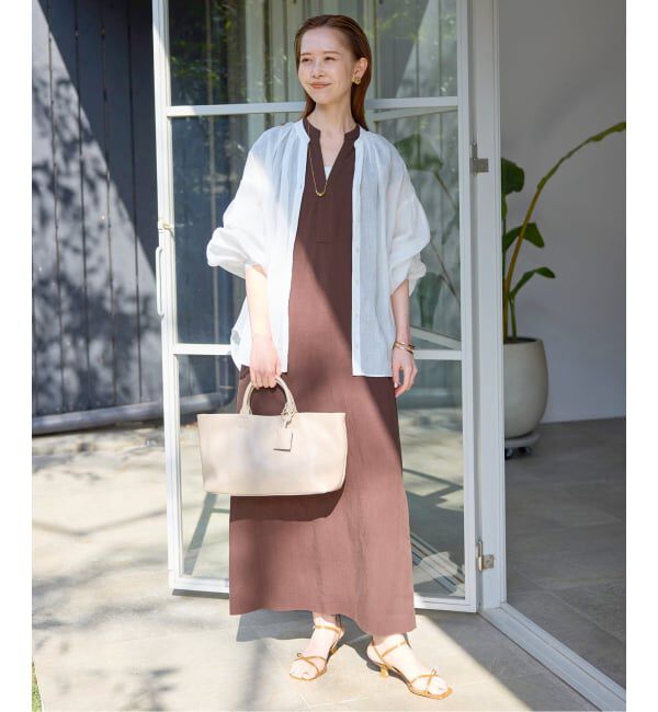 SLOBE IENA「《予約》リネン混キーネックコクーンワンピース」|ワンピース|