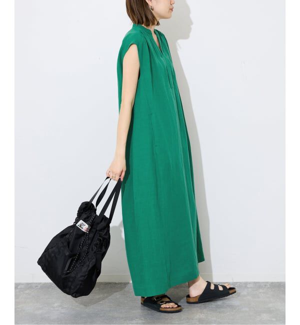 SLOBE IENA「《予約》リネン混キーネックコクーンワンピース」|ワンピース|