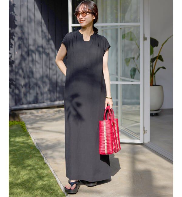 SLOBE IENA「《予約》リネン混キーネックコクーンワンピース」|ワンピース|