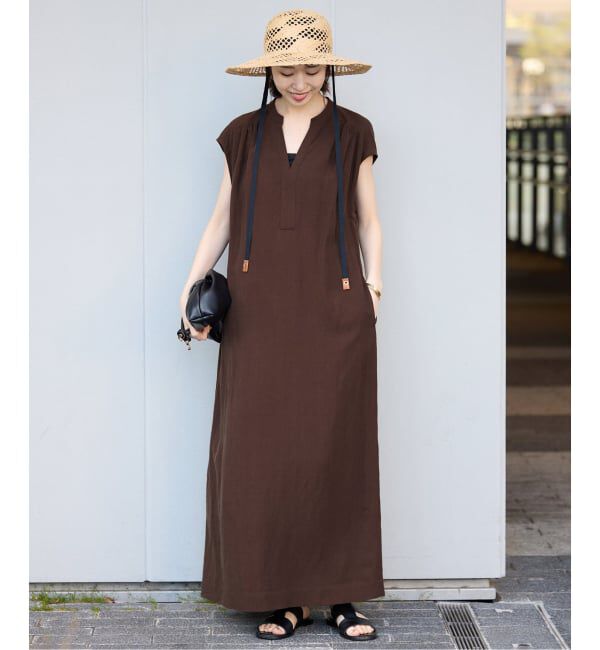 SLOBE IENA「《予約》リネン混キーネックコクーンワンピース」|ワンピース|