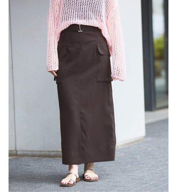IENA「《予約》ハイツイストペンシルロングスカート」|スカート|ブラウン