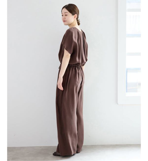 IENA「《予約》ウォッシャブル キュプラオーバーフレンチオールインワン」|オールインワン|