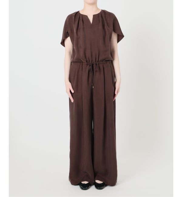 IENA「《予約》ウォッシャブル キュプラオーバーフレンチオールインワン」|オールインワン|