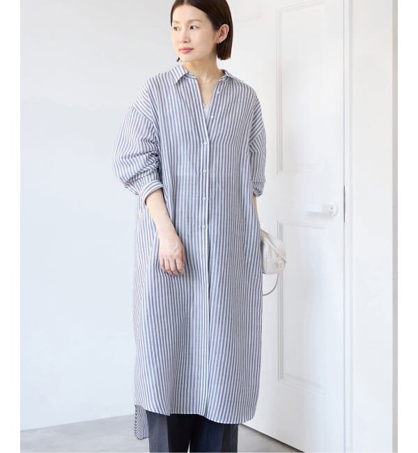 IENA「《予約》ラミーリヨセルシャツワンピース」|ワンピース|サックスブルー B