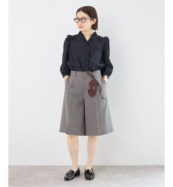 IENA「《予約/一部店舗限定》 コットンシュリンク7分袖ブラウス」|シャツ・ブラウス|