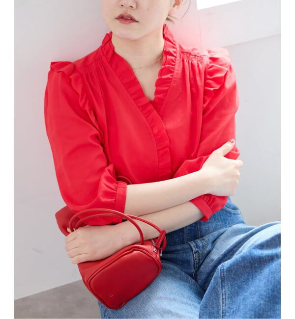 IENA「《予約/一部店舗限定》 コットンシュリンク7分袖ブラウス」|シャツ・ブラウス|