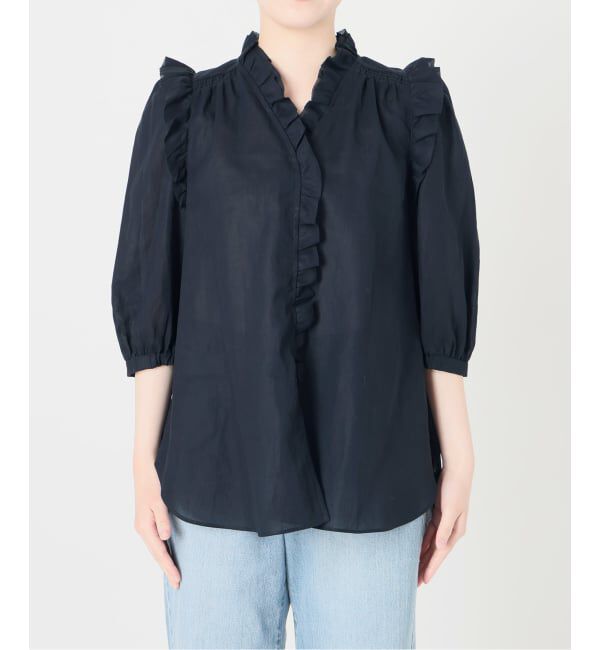 IENA「《予約/一部店舗限定》 コットンシュリンク7分袖ブラウス」|シャツ・ブラウス|