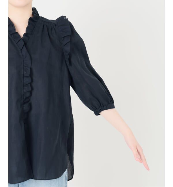 IENA「《予約/一部店舗限定》 コットンシュリンク7分袖ブラウス」|シャツ・ブラウス|