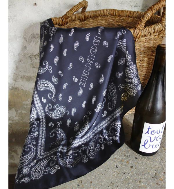 SLOBE IENA「《予約》BOUCHE SLOBE別注 シルクバンダナ」|バンダナ・スカーフ|ネイビー