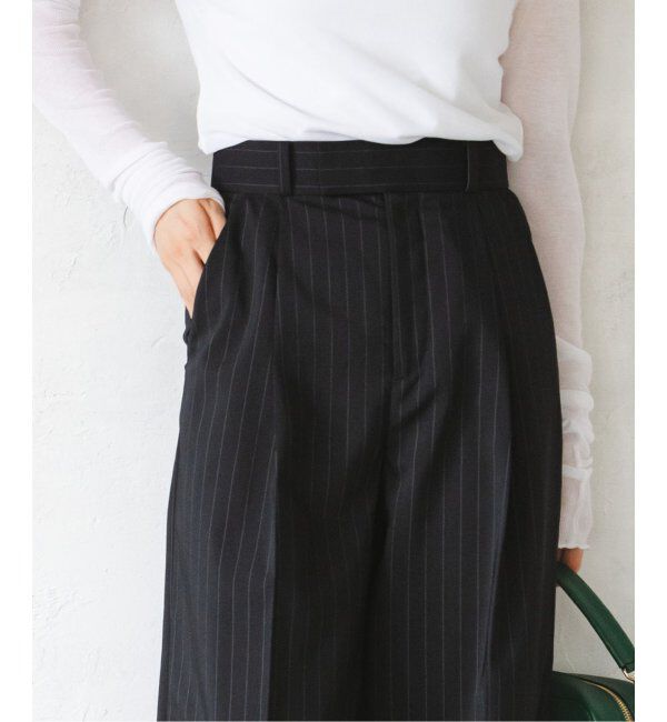 NOBLE「【洗える】ストライプツイルストレッチスラックスパンツ」|スラックス|