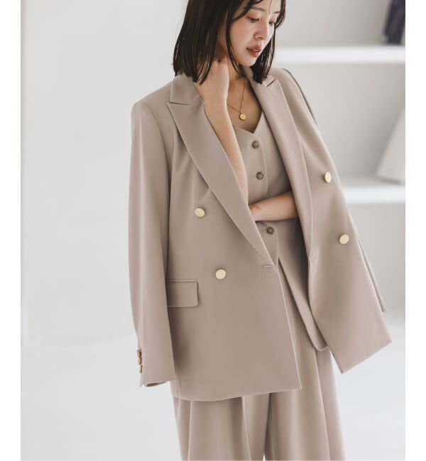 NOBLE「《追加・セットアップ対応》フローツイルピークドラペルジャケット」|テーラードジャケット|ブラウン D