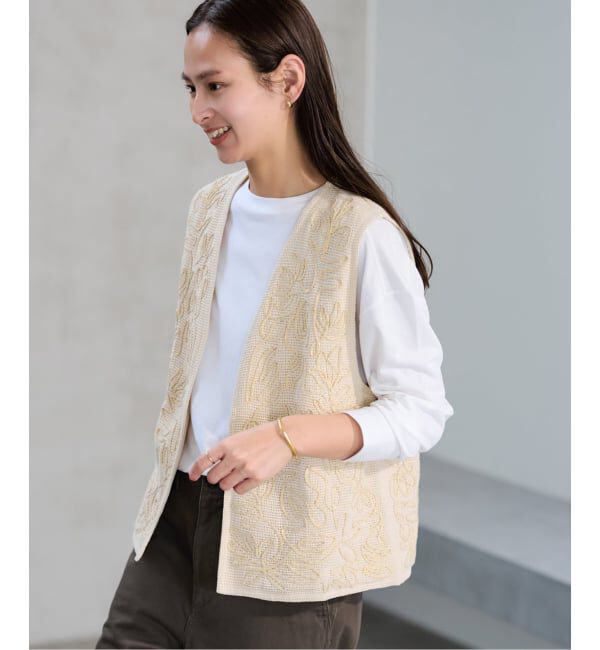 FRAMeWORK「メッシュエンブロイダリーベスト」|ダウンベスト・ベスト|