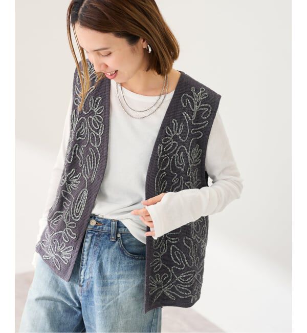 FRAMeWORK「メッシュエンブロイダリーベスト」|ダウンベスト・ベスト|