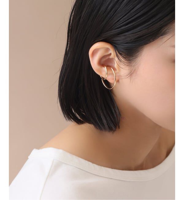 Lilas by Spick&Span「2cmサークルパイプイヤーカフ K10（片耳）」|イヤーカフ|