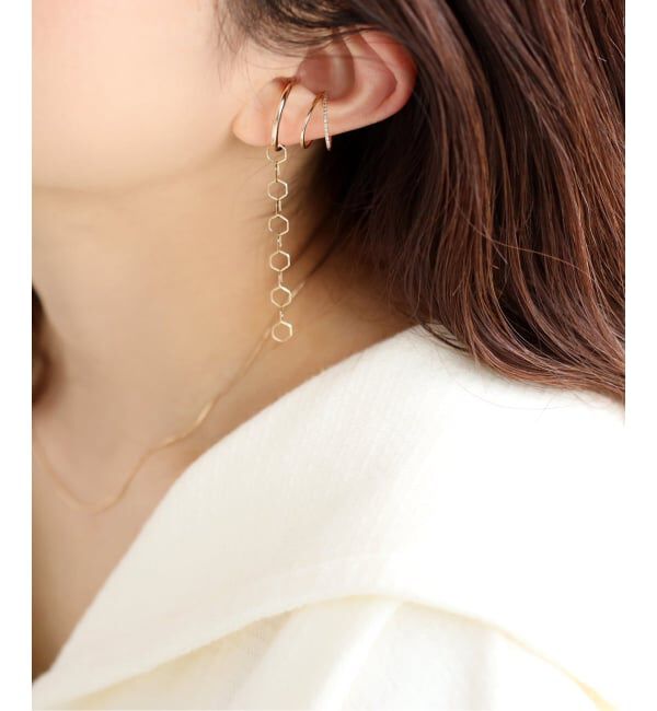 Lilas by Spick&Span「2cmサークルパイプイヤーカフ K10（片耳）」|イヤーカフ|