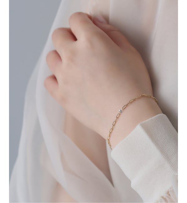 Lilas by Spick&Span「ダブルホールダイヤペーパークリップチェーンブレスレット K18」|ブレスレット・バングル|ゴールド
