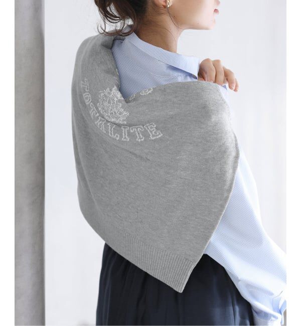  「【洗える】インターシャロゴニット」|ニット・セーター|グレー