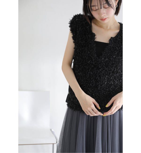  「【洗える】チュールペーパーベスト」|ベスト・ジレ|