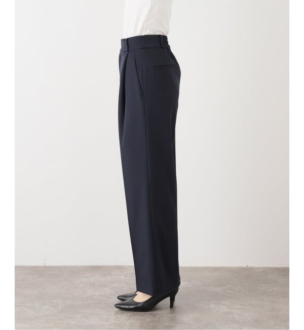  「【洗える】ツイルストレッチタックパンツ」|スラックス|