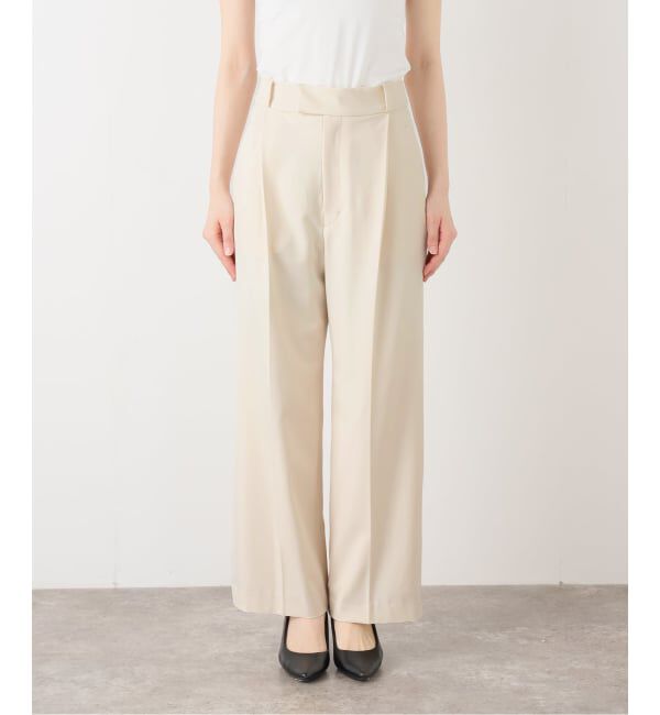  「【洗える】ツイルストレッチタックパンツ」|スラックス|