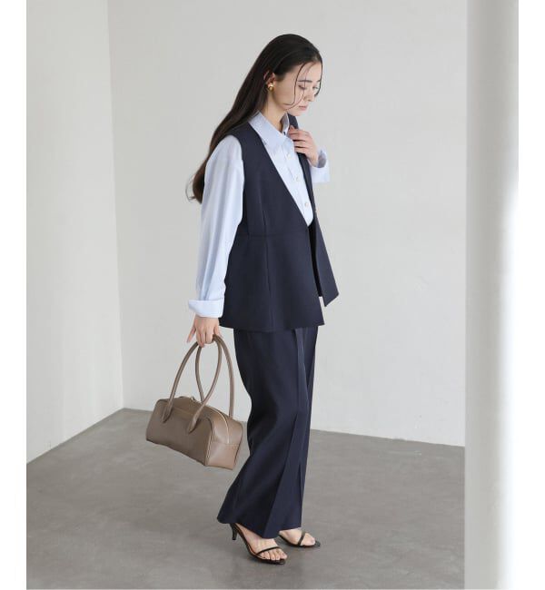  「【洗える】ツイルストレッチタックパンツ」|スラックス|