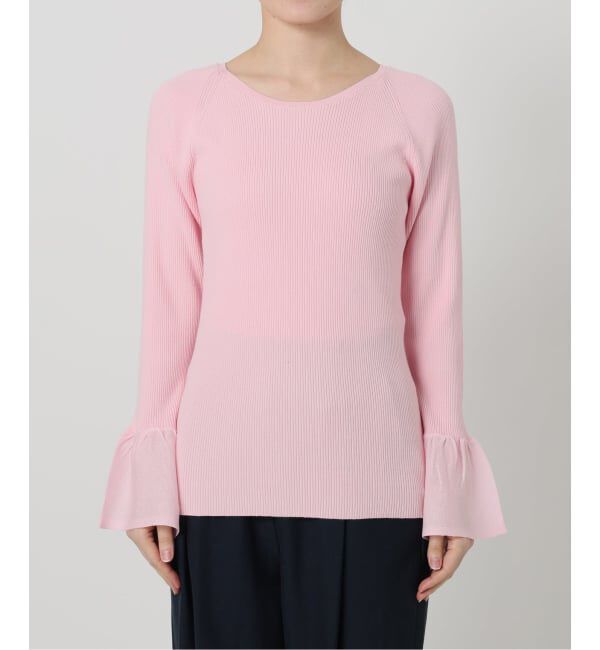  「【洗える】フリルスリーブニット」|ニット・セーター|