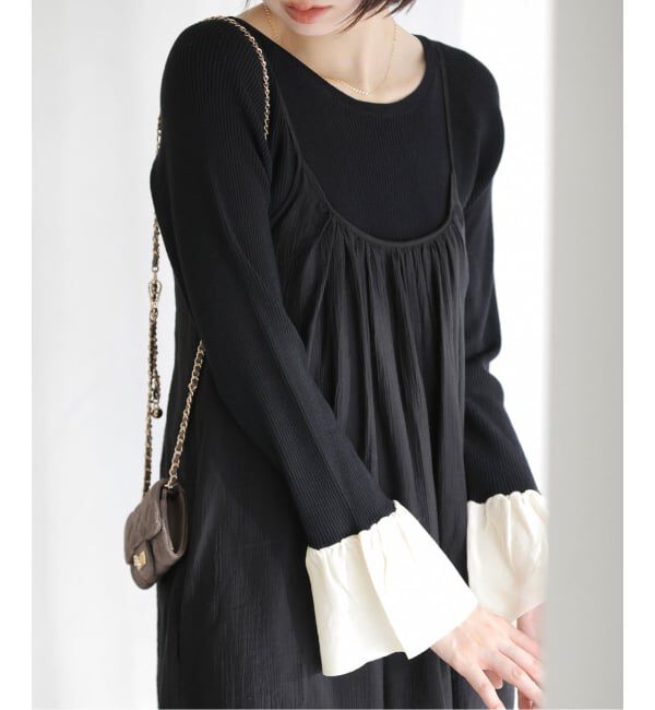  「【洗える】フリルスリーブニット」|ニット・セーター|