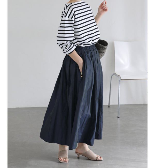  「【洗える】タフタジップポケットスカート」|スカート|ネイビー