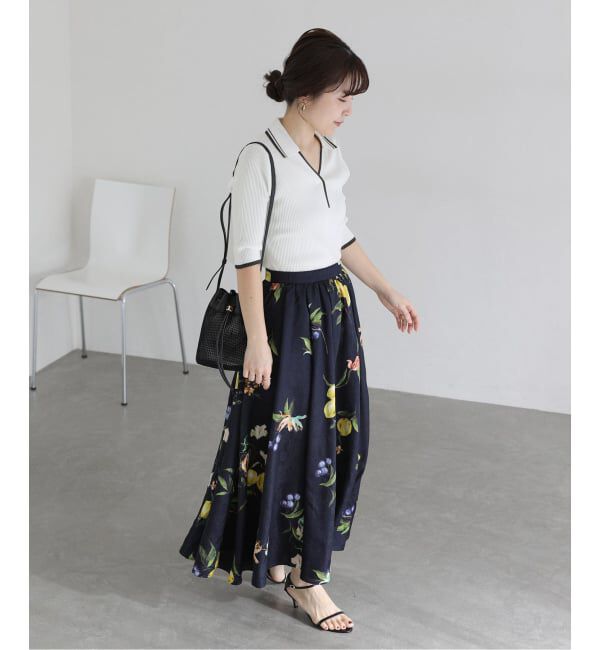  「【洗える】バイカラーポロ襟ニット」|ニット・セーター|